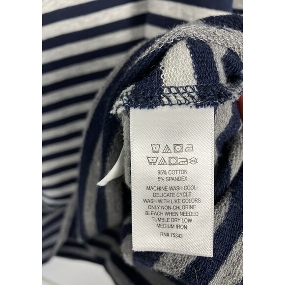 British Khaki Womens Short Sleeve Navy Blue & Gray Stretch Striped Dress Size Xl - Picture 3 of 6